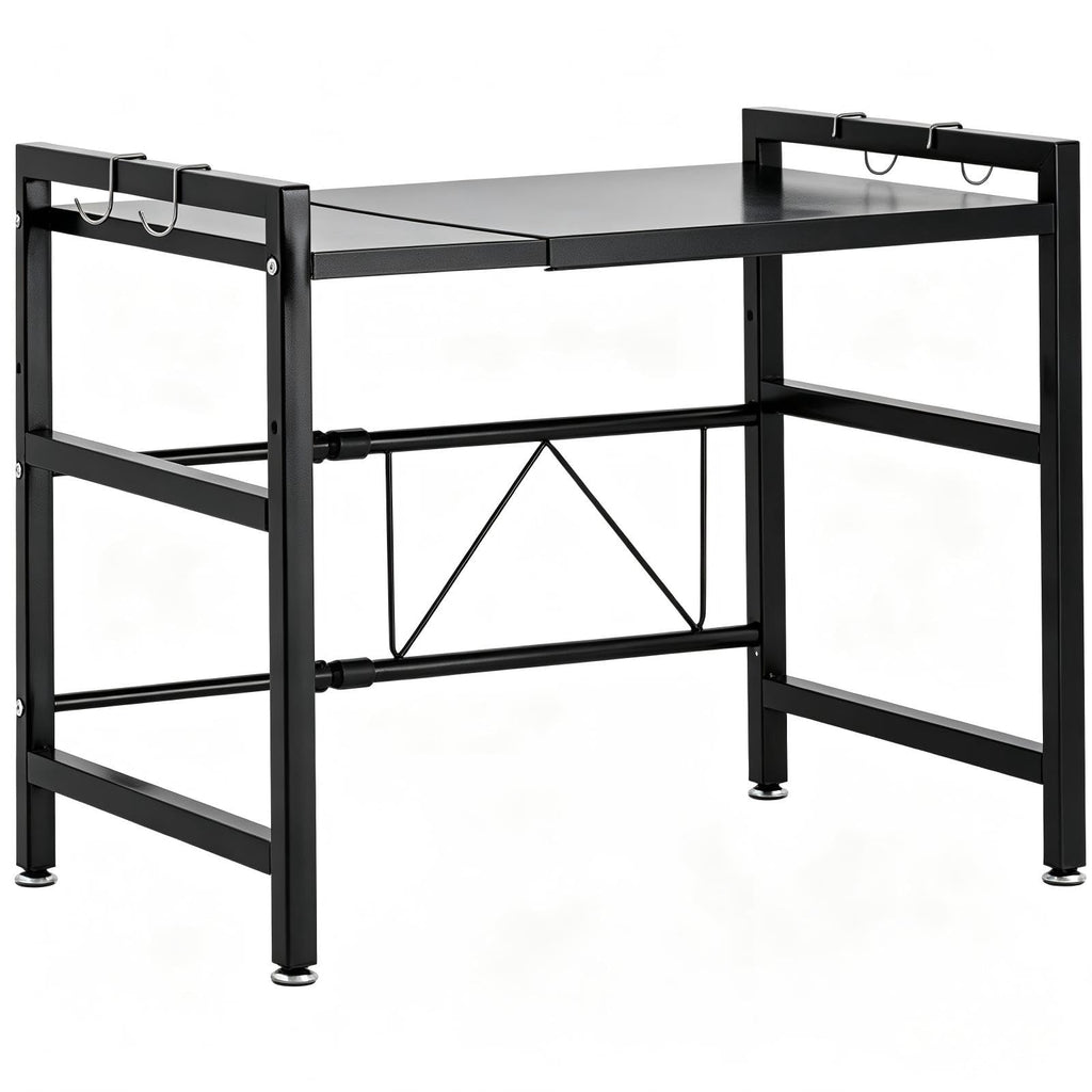 Multibao Expandable Microwave Rack Shelf, 2 Tier Oven Rack Stand Holder Kitchen Corner Shelf Desktop Printer Shelf Rack, Bakers Rack - image 4
