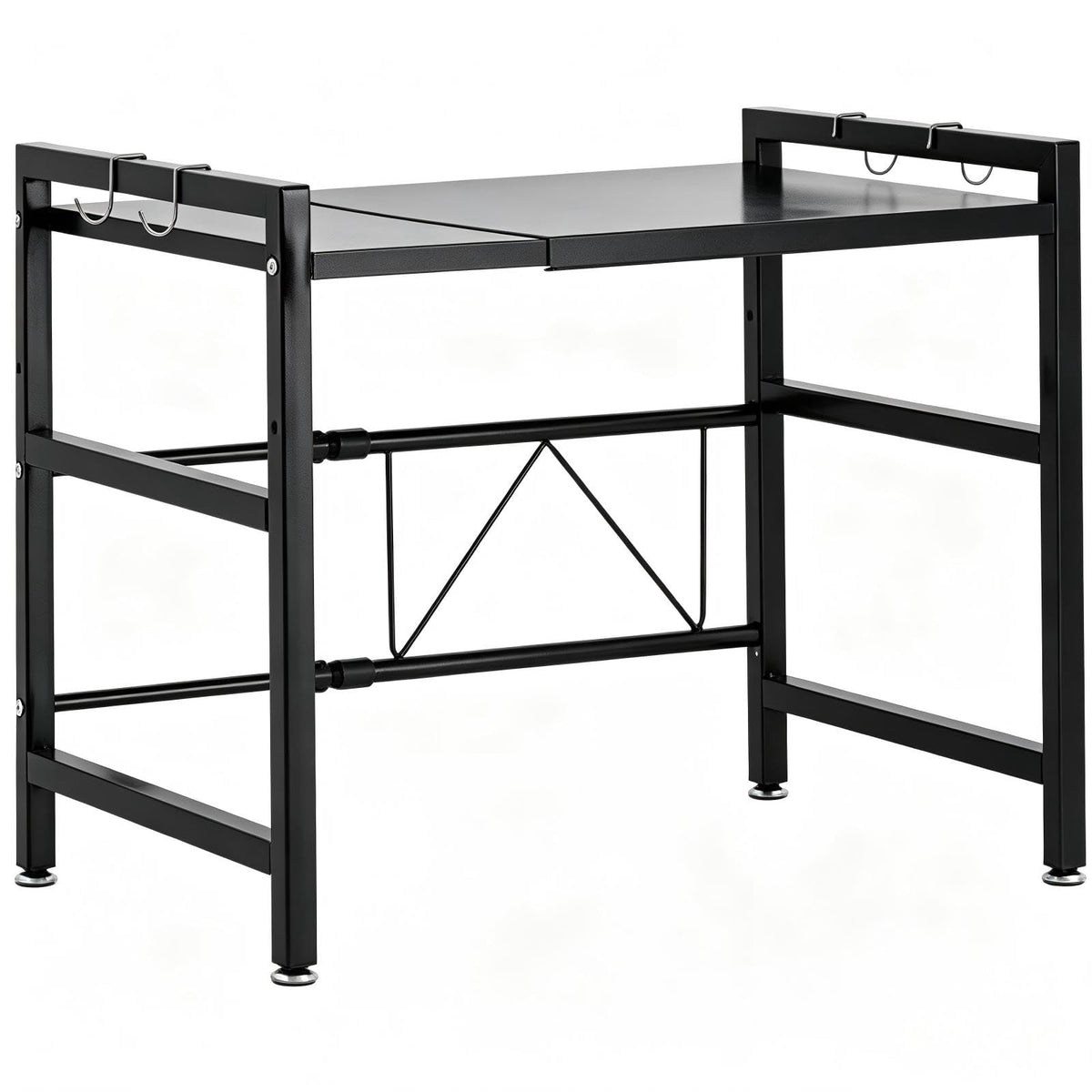 Multibao Expandable Microwave Rack Shelf, 2 Tier Oven Rack Stand Holder Kitchen Corner Shelf Desktop Printer Shelf Rack, Bakers Rack - image 4