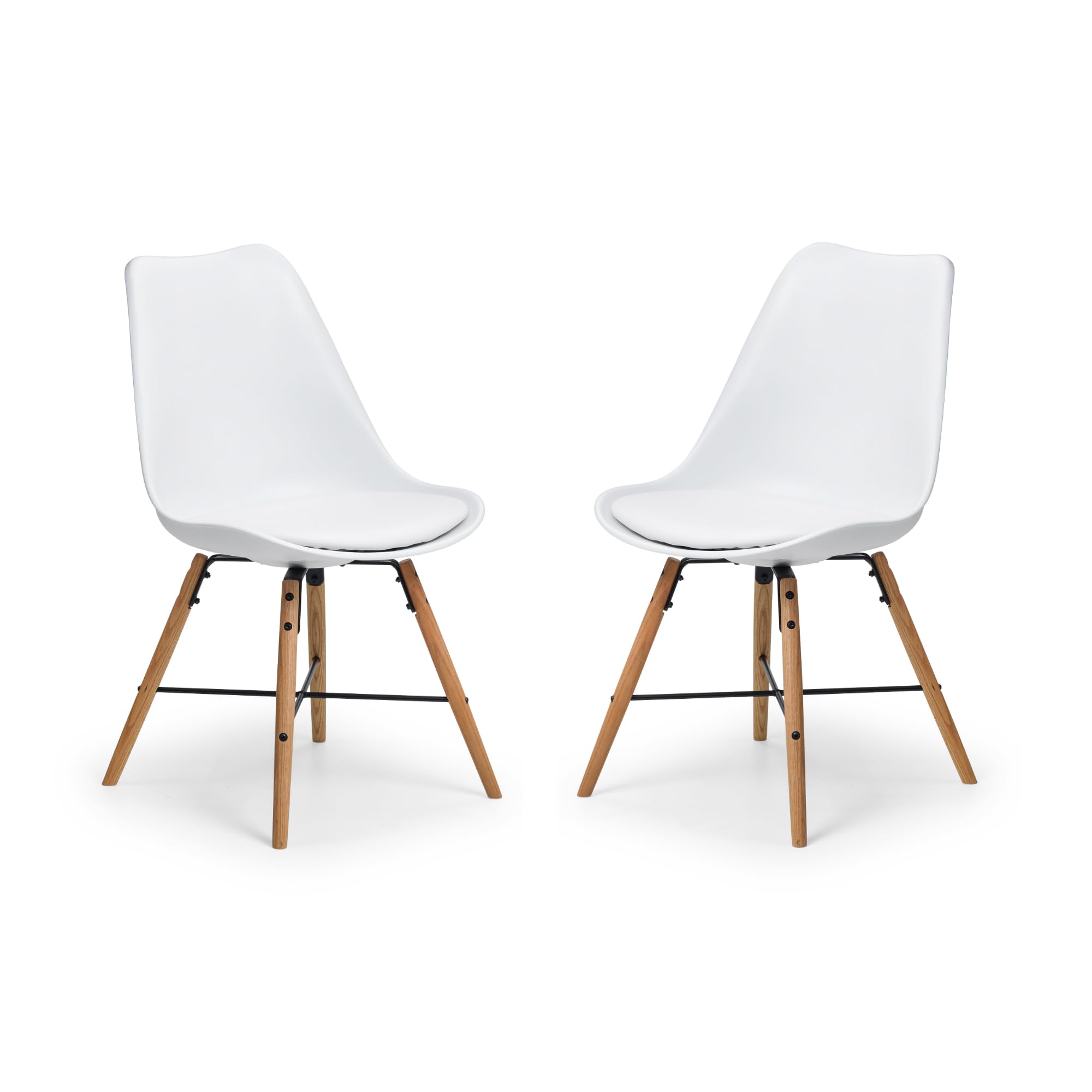 Julian Bowen Kari Dining Chairs - Set of 2 - White & Oak Wood