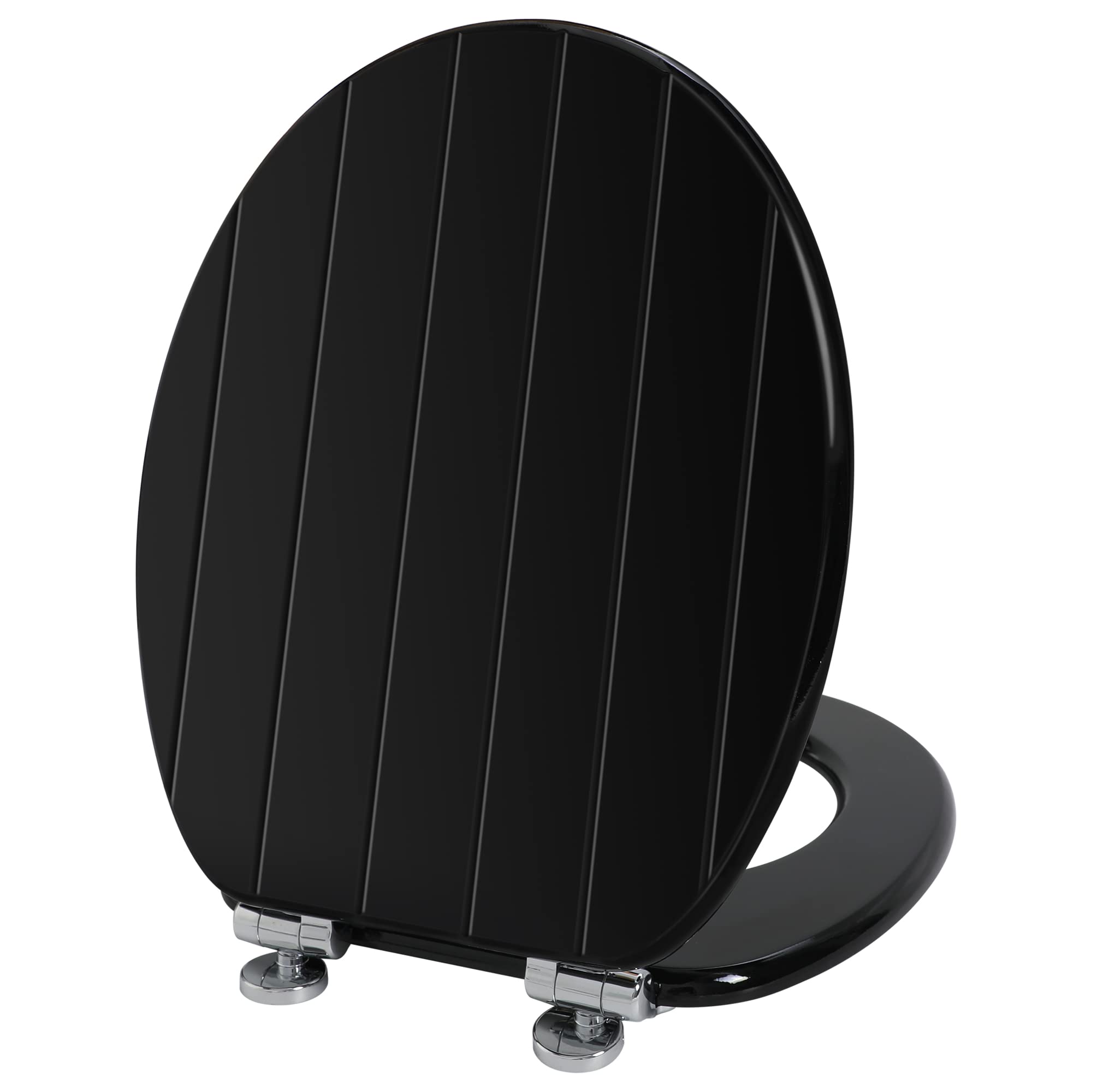 Angel Shield Black Wooden Toilet Seat | Soft Close & Quick Release