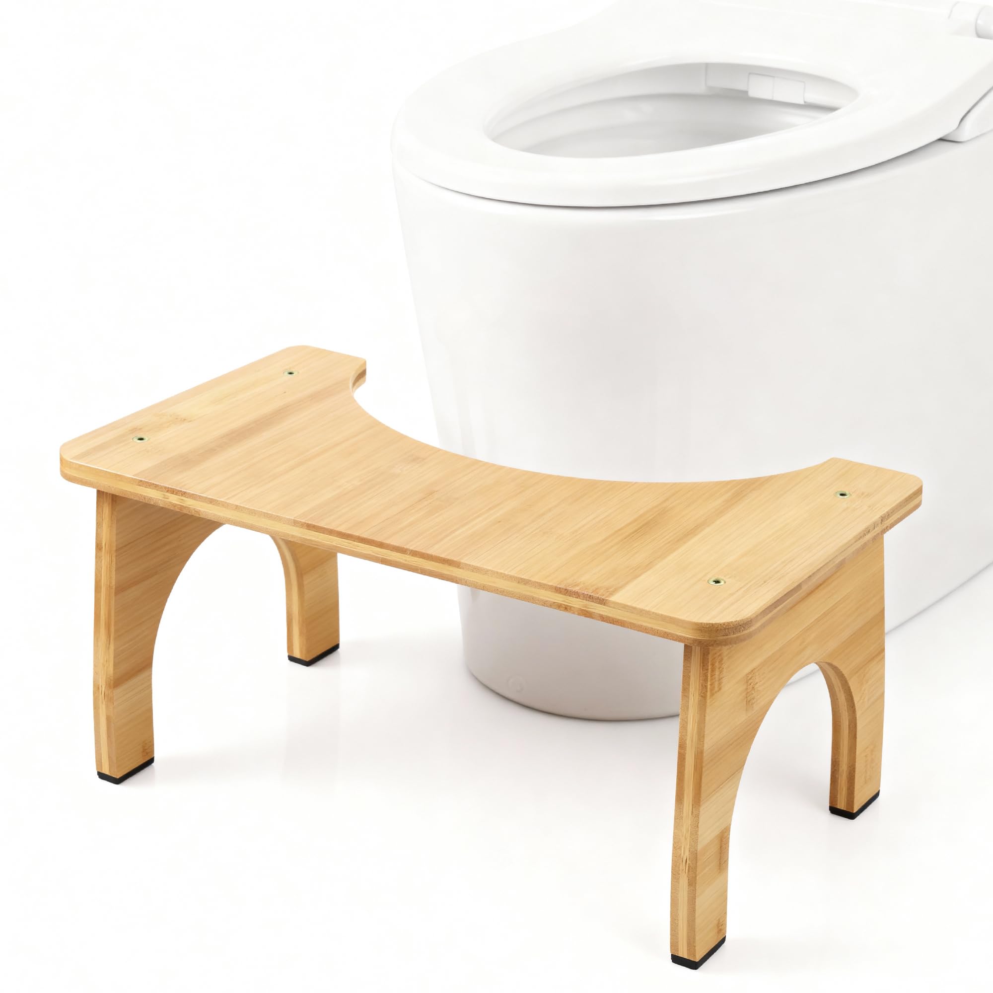 Huiguli Bamboo Toilet Stool – 6.7 Inch Anti-Slip Squatting Step Stool