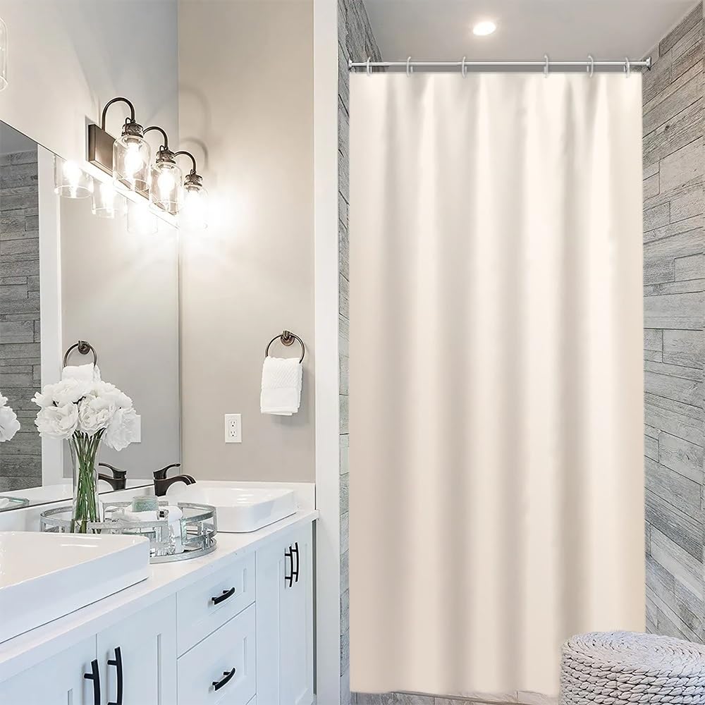 Uiiooazy Beige Gradient Shower Curtain | Waterproof Polyester Fabric – 90x180cm