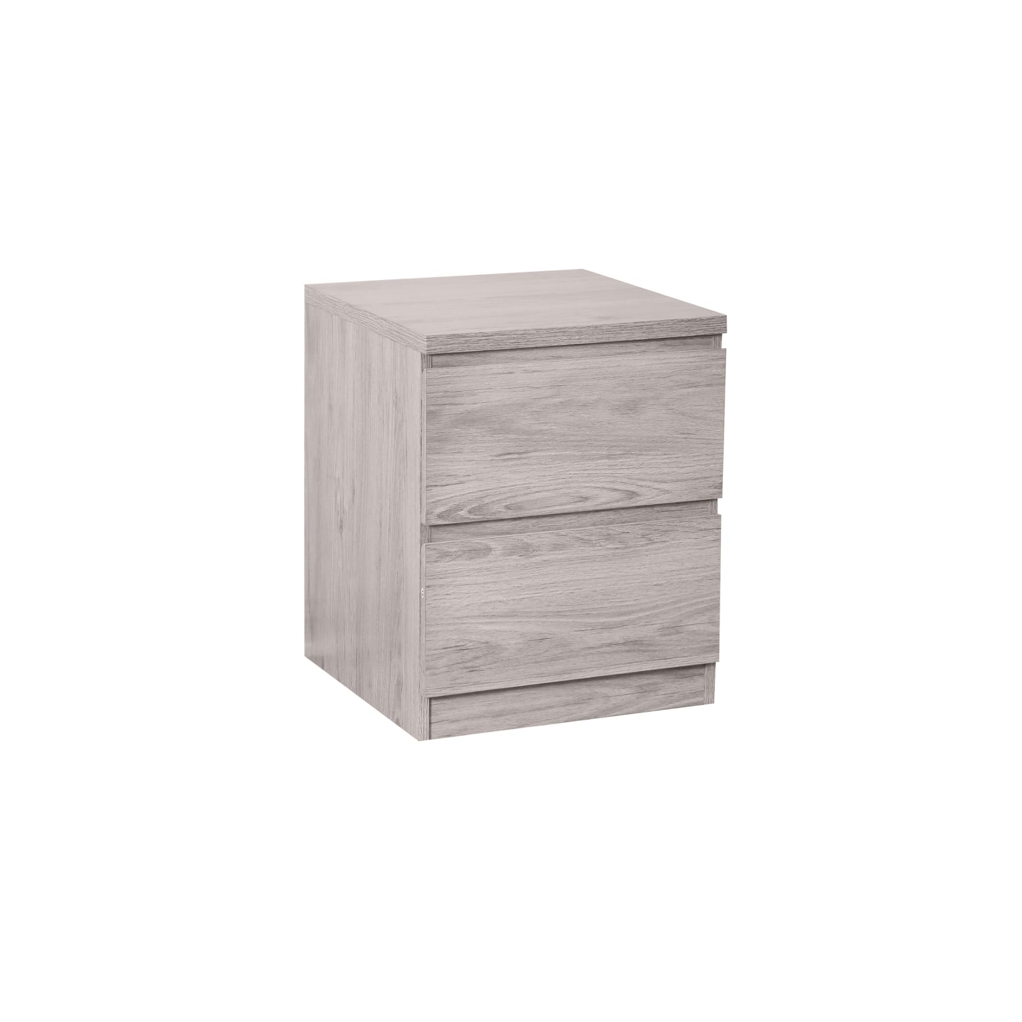 Julian Bowen Jupiter 2 Drawer Bedside Table - Modern Grey Oak Finish