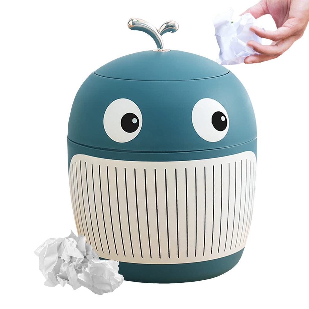 Jauhmui Cute Mini Desktop Waste Paper Bin with Lid, Plastic Whale Waste Basket, Small Table Waste Bin, Office Table Bin - image 1