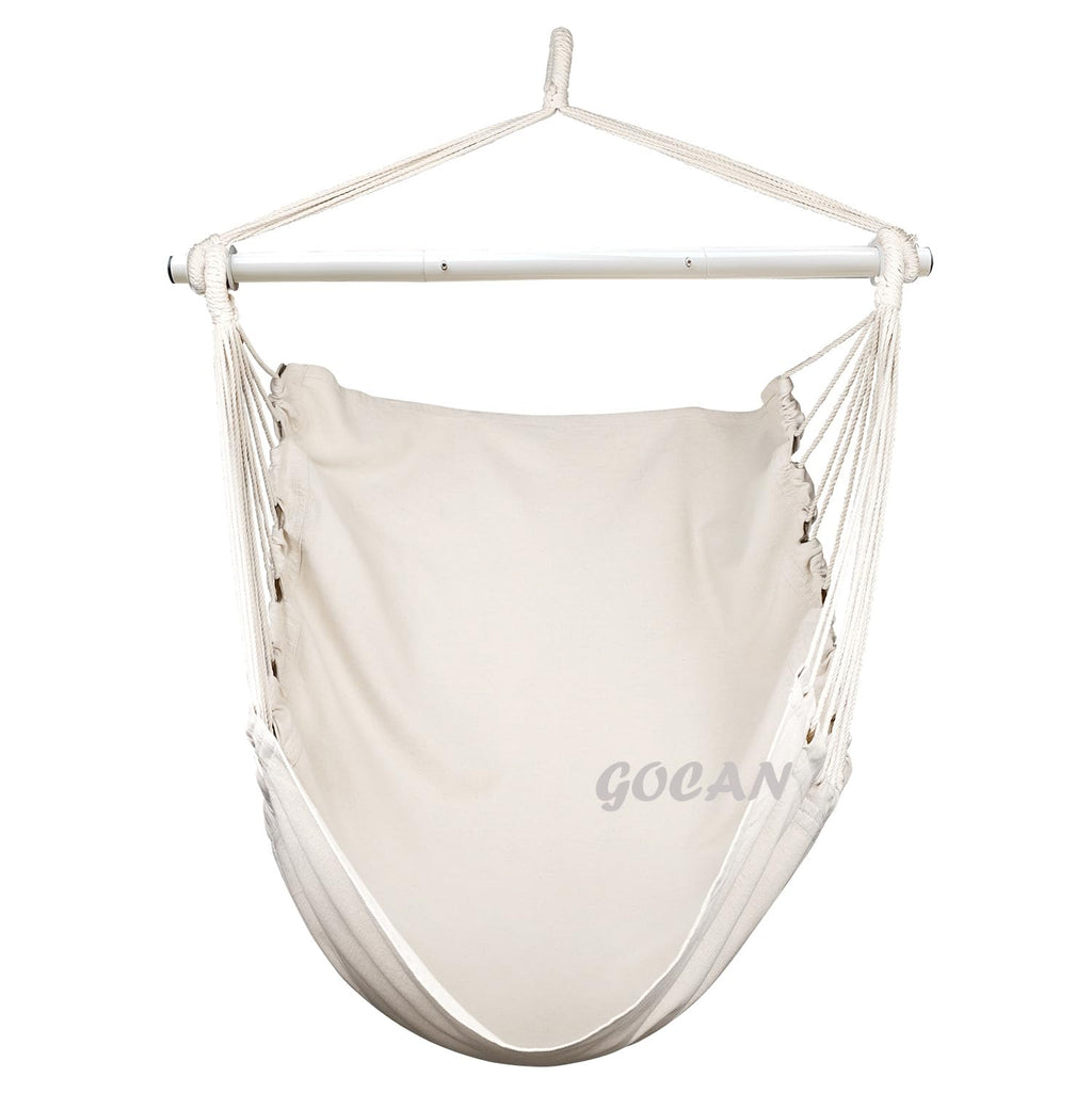 GOCAN Hammock Chair – Large Cotton Hanging Swing with Steel Spreader Bar