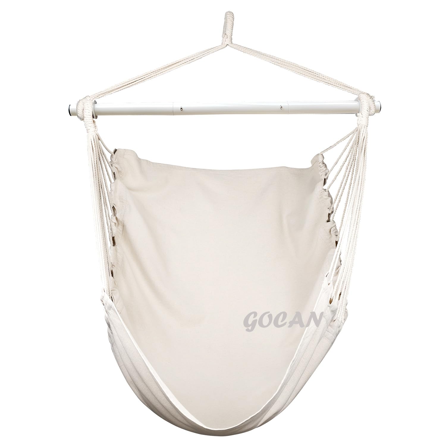 GOCAN Hammock Chair – Large Cotton Hanging Swing with Steel Spreader Bar