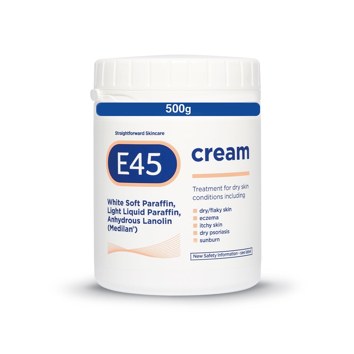 E45 Moisturising Cream for Dry Skin and Eczema Relief - 500g Tub