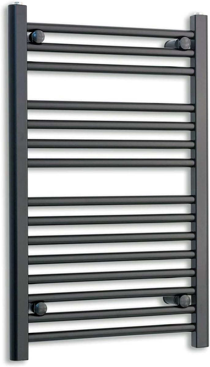 500mm Wide Black Heated Towel Rail Straight Flat Bathroom Warmer Radiator Rack Central Heating Turkish Zone 500mm x 800mm - image 1