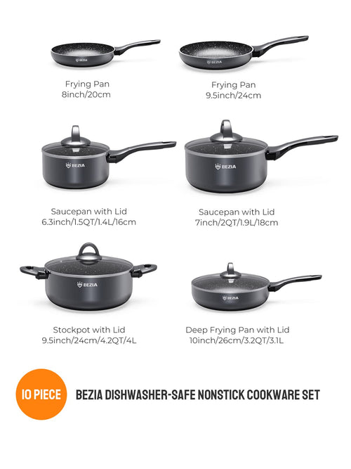 10-Piece Nonstick Cookware Set | Induction Pots and Pans