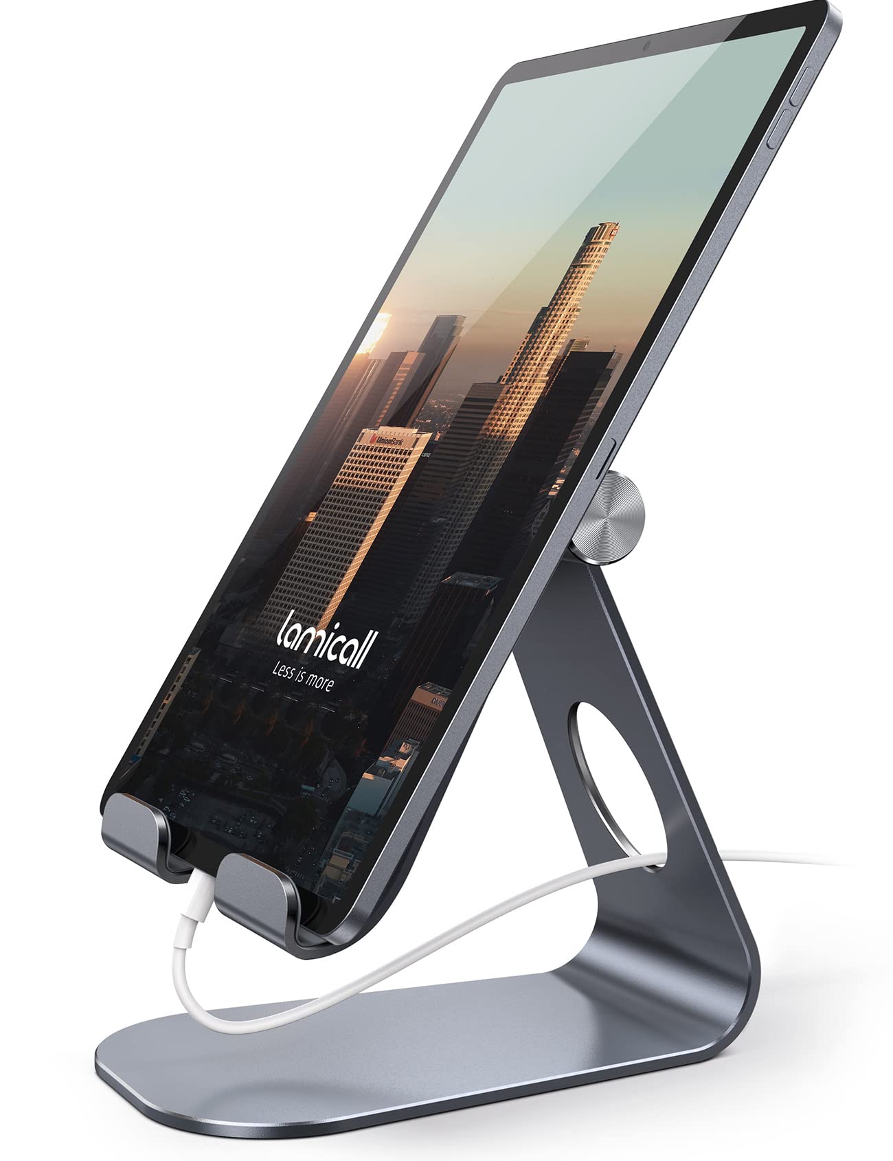 Lamicall Adjustable Tablet Stand | Desktop Holder for iPad & Samsung - Gray