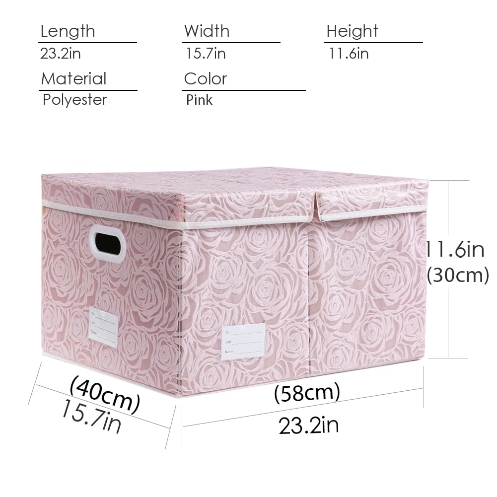 Prandom Storage Boxes with Lids Large.Rose Pattern Fabric Decorative Storage Box, Really Useful Box,Clothing Storage,Cubes - image 3