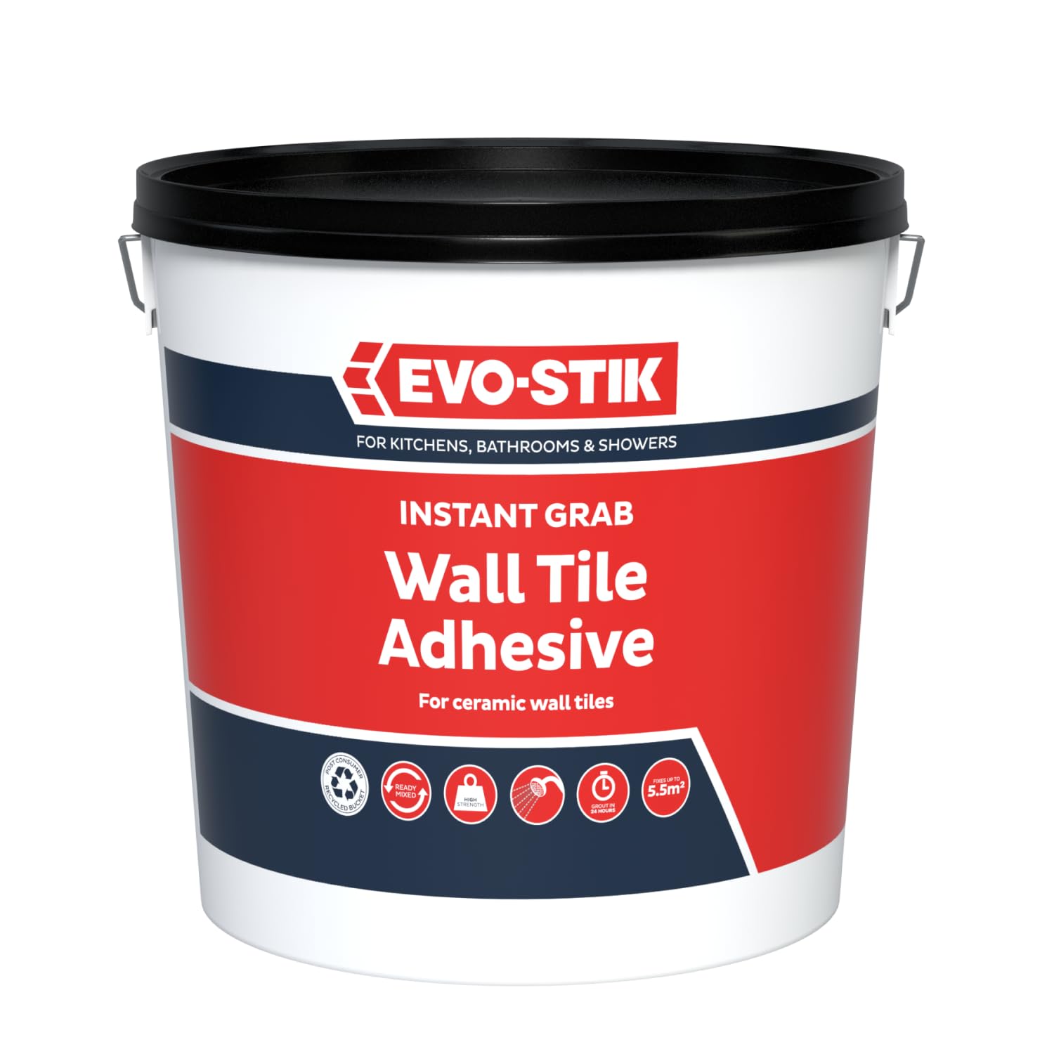 EVO-STIK Wall Tile Adhesive – Instant Grab Non-Slip Formula, 5L