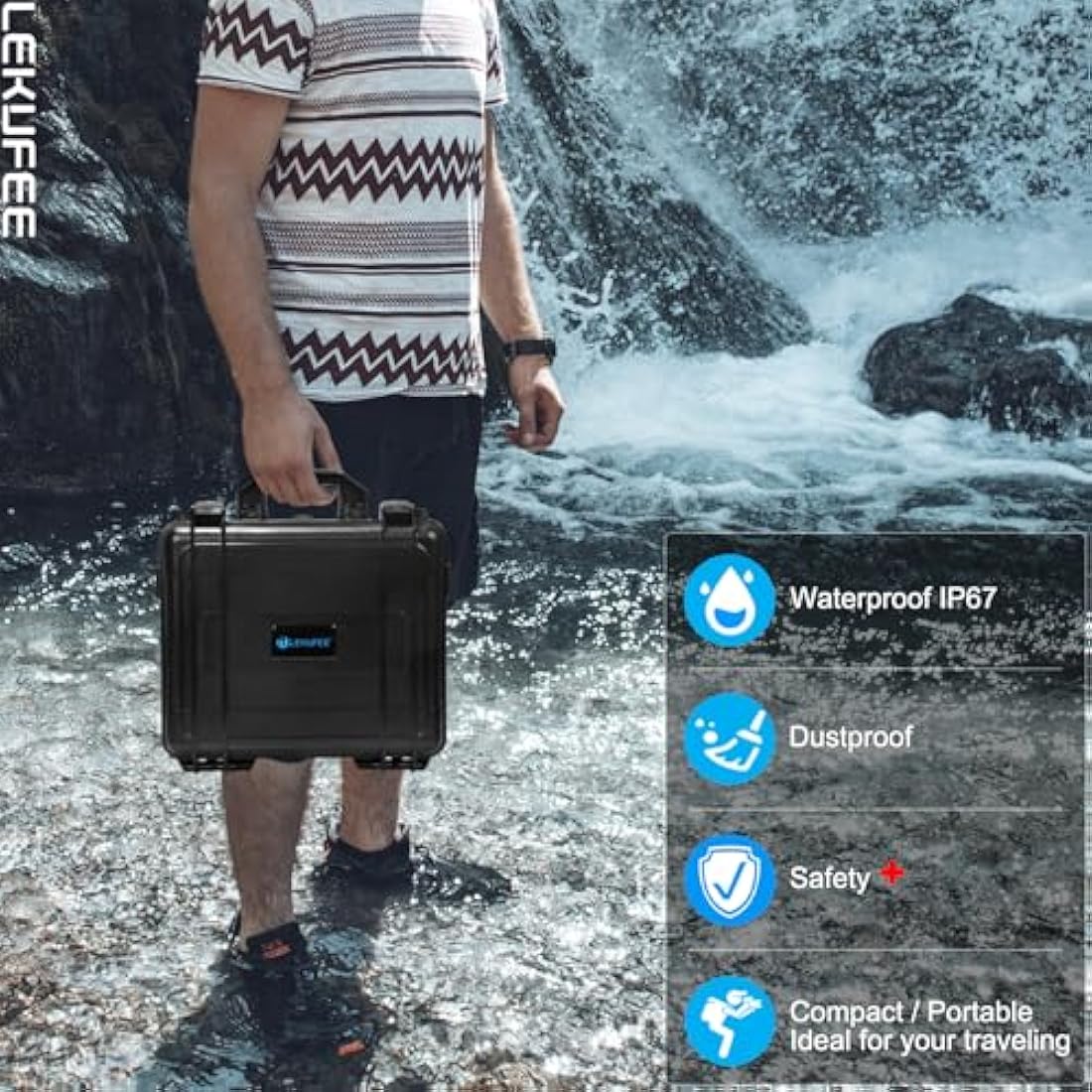 Lekufee Waterproof Hard Case for DJI Mini 4 Pro & Mini 3 Pro Accessories