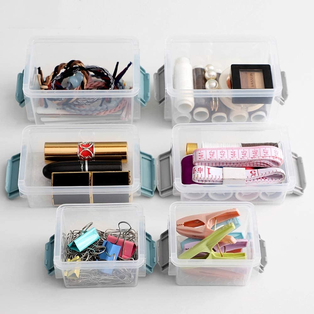 6 Pack Small Plastic Storage Boxes with Lids, Mini Organiser Boxes - image 2