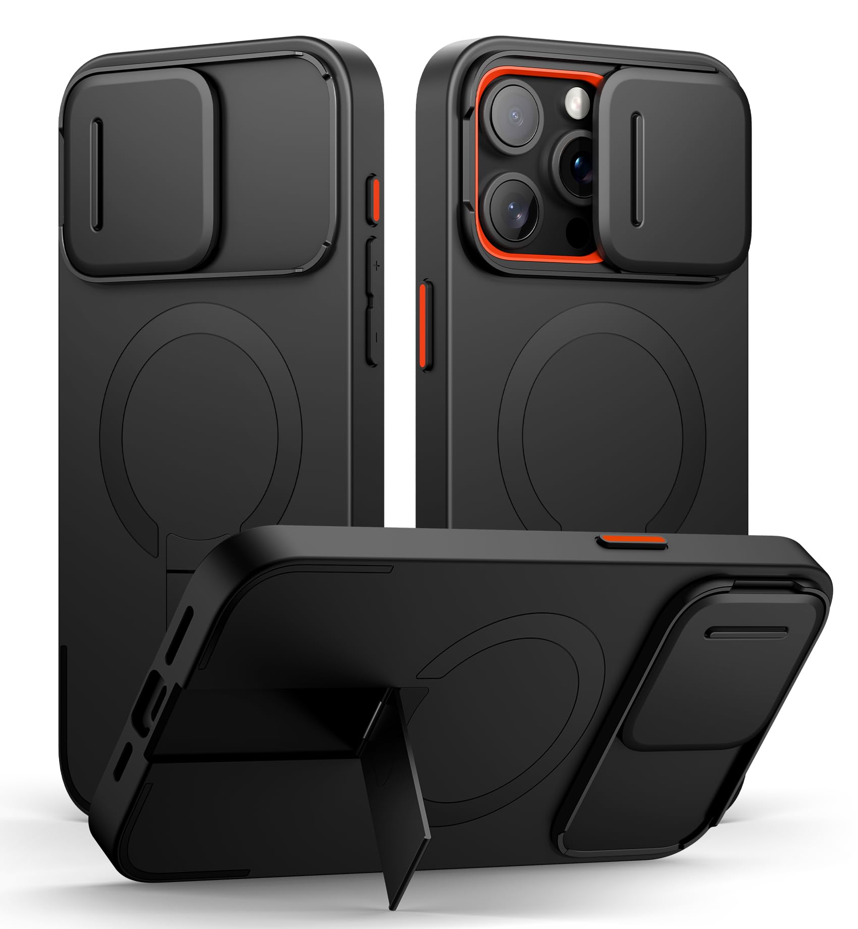 SURITCH iPhone 15 Pro Max Magnetic Case with Camera Cover - Black