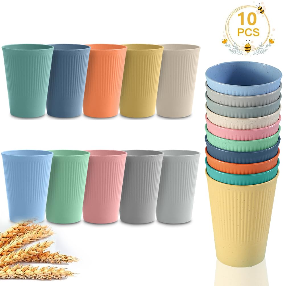 Unbreakable Wheat Straw Drinking Cups | 10 Pack 350ml Tumblers