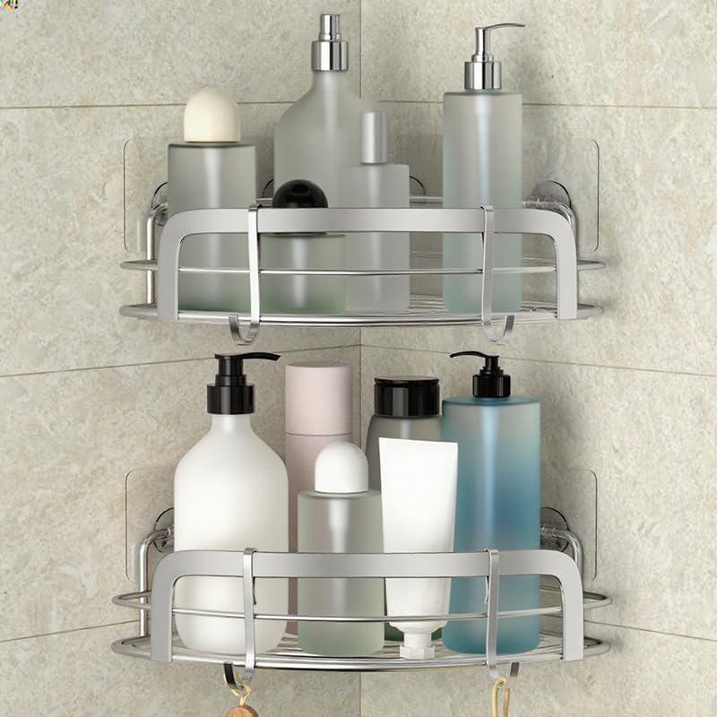 STEUGO 2-Pack Corner Shower Caddy | Stainless Steel Adhesive Shelf