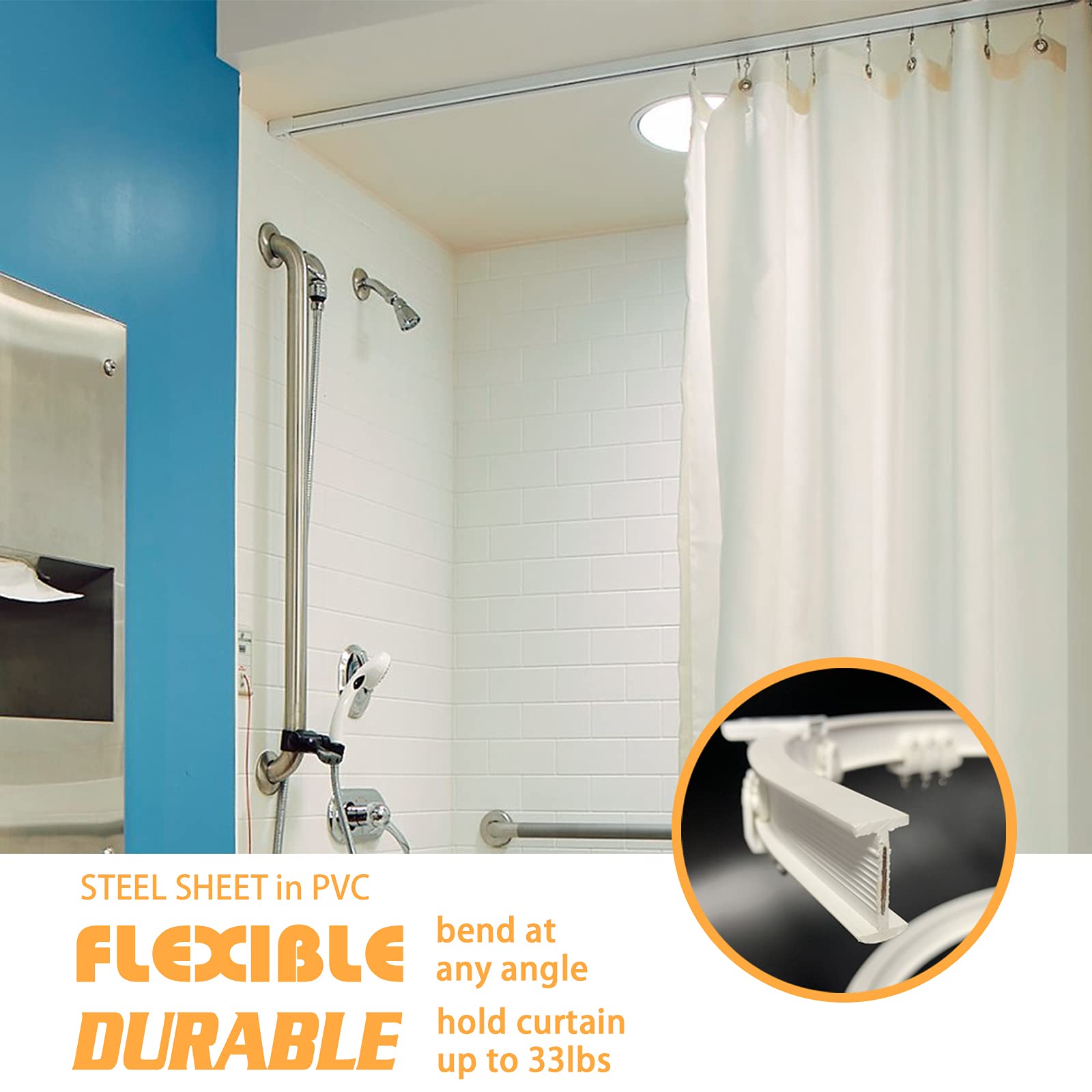 Jolof Store 7m Flexible Ceiling Curtain Track - Bendable Room Divider Rail