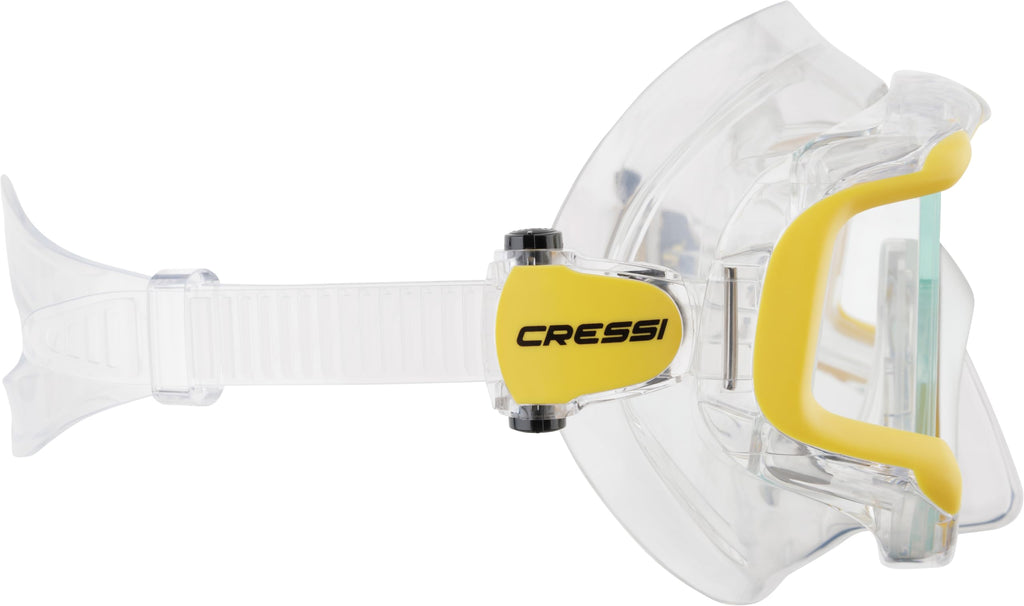 Cressi Liberty Triside Panoramic Scuba Diving Mask – Clear/Yellow Silver