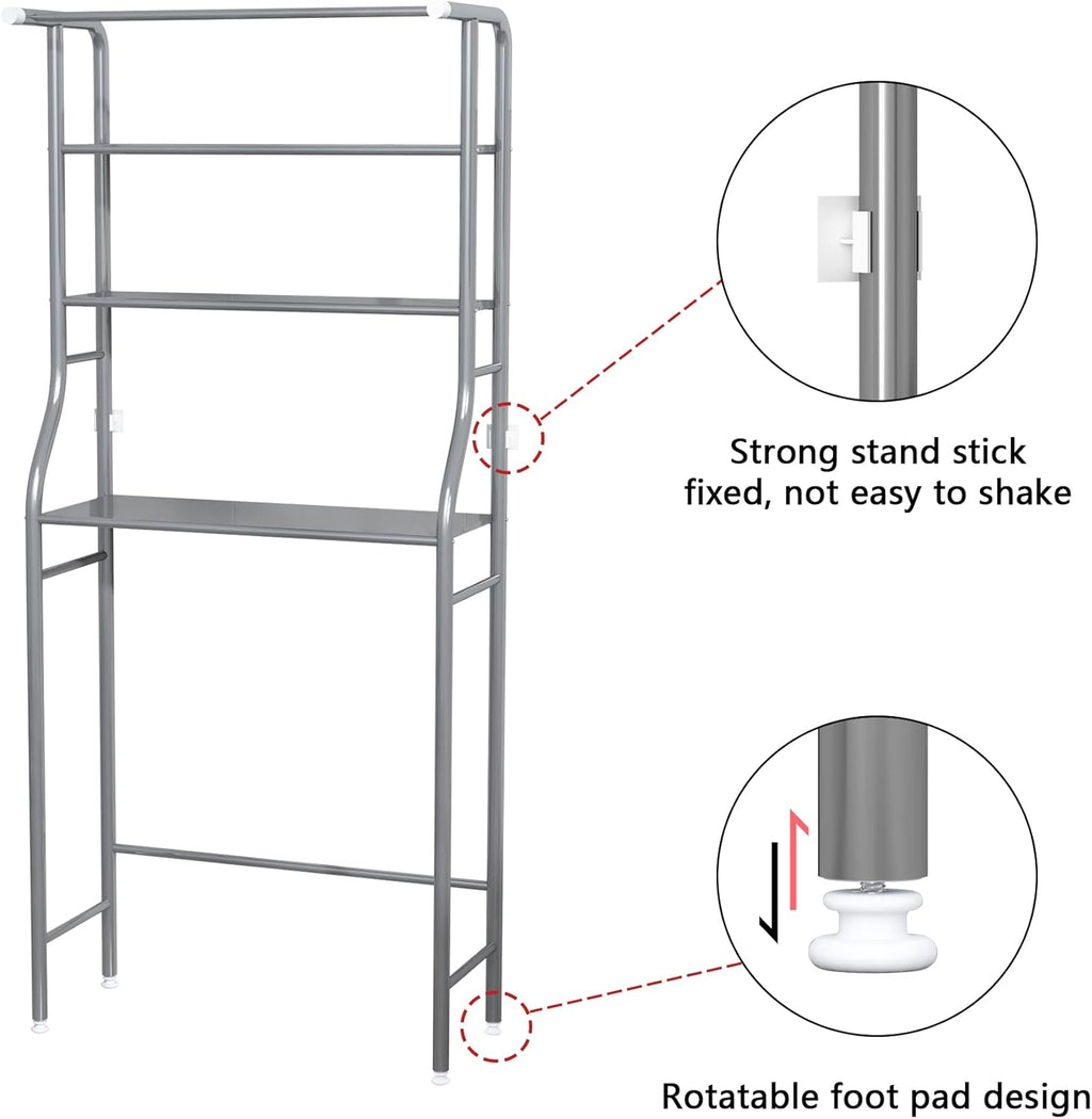 MOYIPIN 3-Tier Over-Toilet Storage Rack | Silver Steel Bathroom Organizer