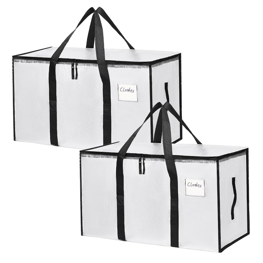 Mesiria Large Storage Bags, Heavy Duty Waterproof Clothes Storage Bag Box Moving Bag Moving Totes Moving Boxes 2, Transparent