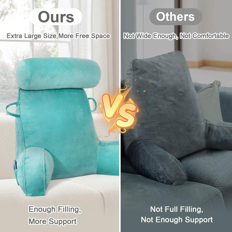 Mingfuxin Reading Pillow | Velvet Bed Backrest with Neck and Arm Support