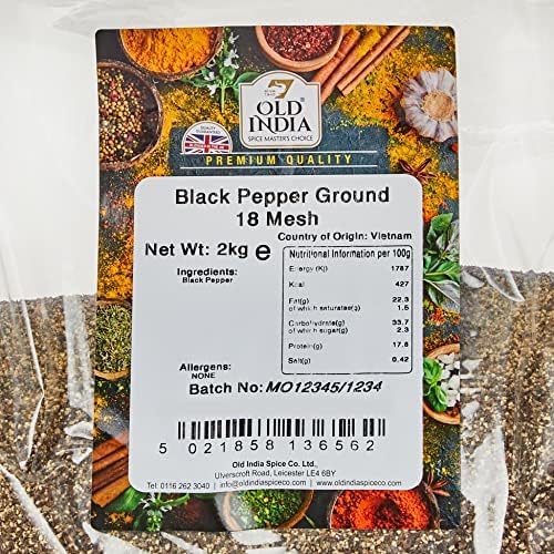 Old India Black Pepper Ground 18 Mesh – 100% Natural Bulk Spices 2kg