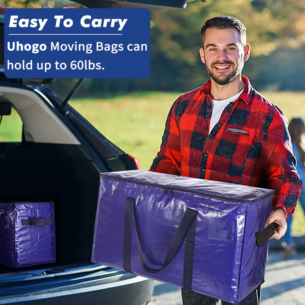 Uhogo 6 Pack Heavy Duty Moving Bags – 110L Waterproof Storage Totes