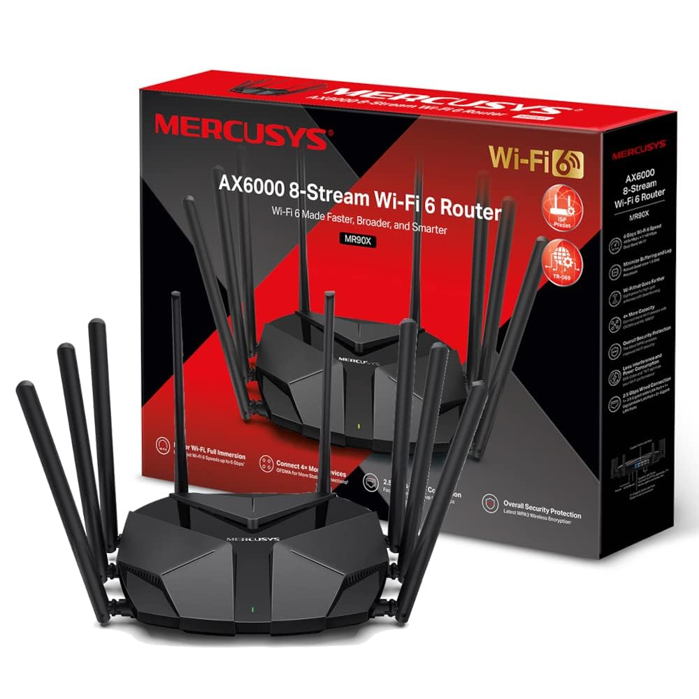 Mercusys AX6000 Wi-Fi 6 Gaming Router | 2.5G Port | Quad-Core (MR90X)