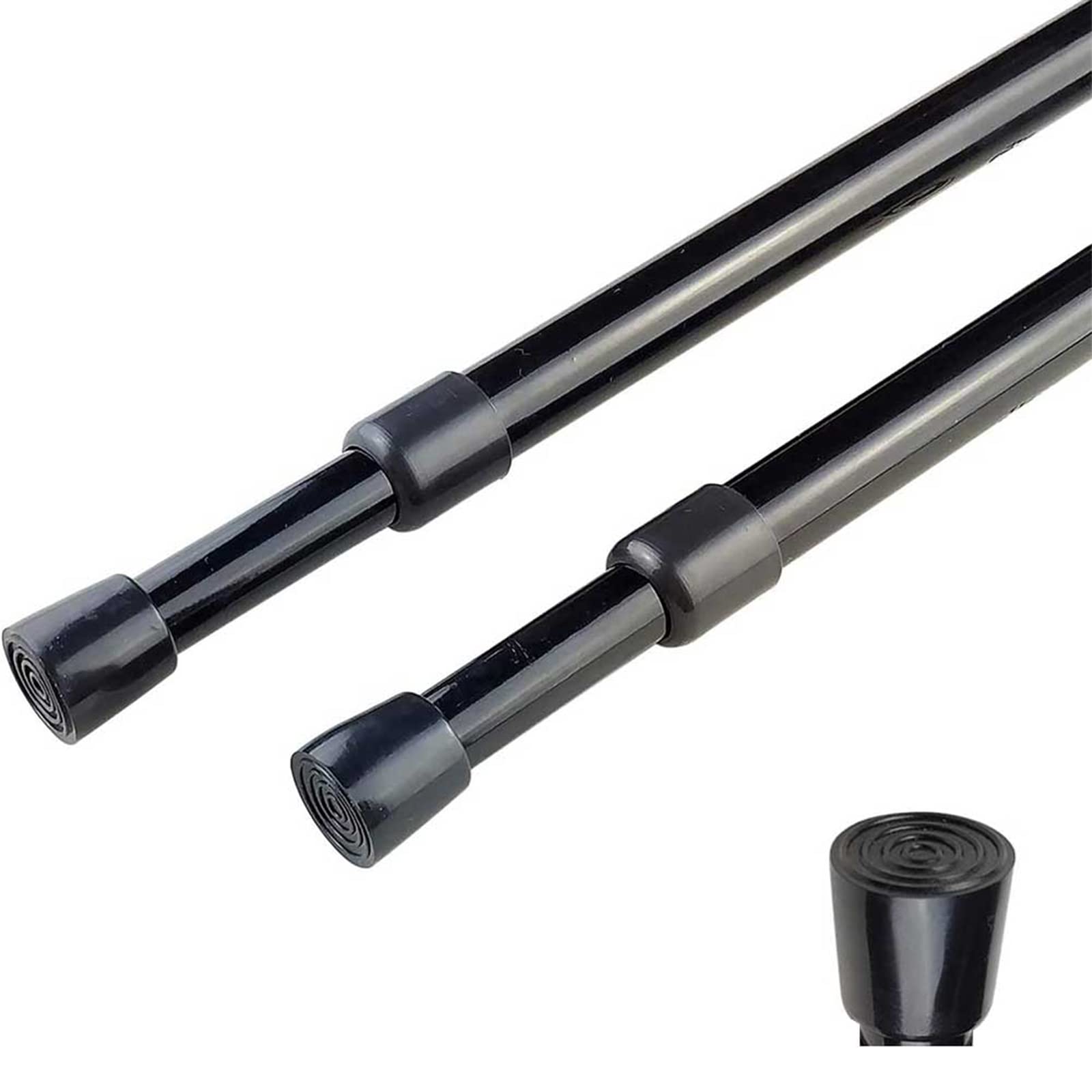 Jolof Store 2-Pack Black Tension Curtain Rods, 28-43 Inch Carbon Steel