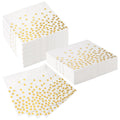 Saerryor White and Gold Dot Paper Napkins | 60 Count Disposable Serviettes