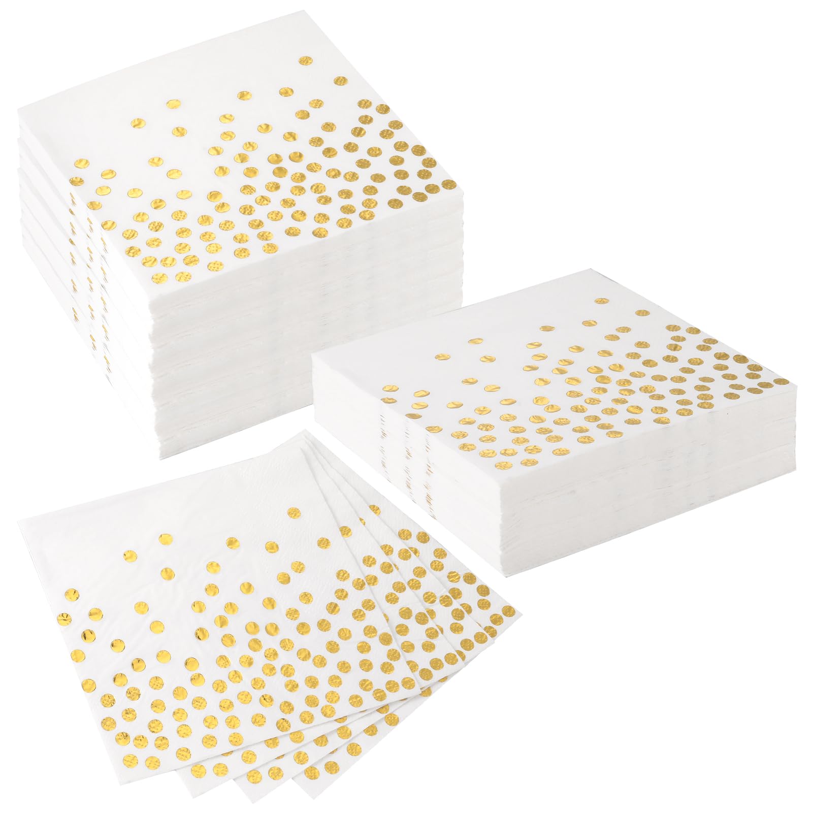 Saerryor White and Gold Dot Paper Napkins | 60 Count Disposable Serviettes