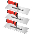 Peohud 3-Piece Stainless Steel Notched Tiling Trowel Set for Masonry