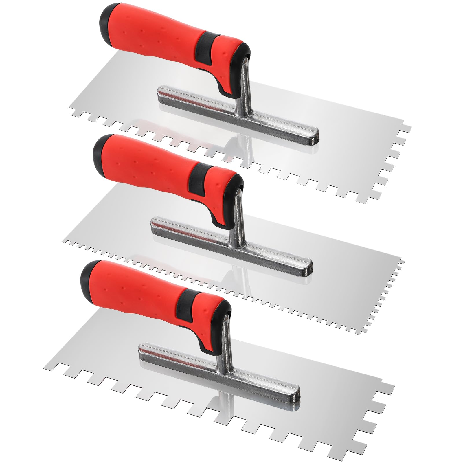 Peohud 3-Piece Stainless Steel Notched Tiling Trowel Set for Masonry