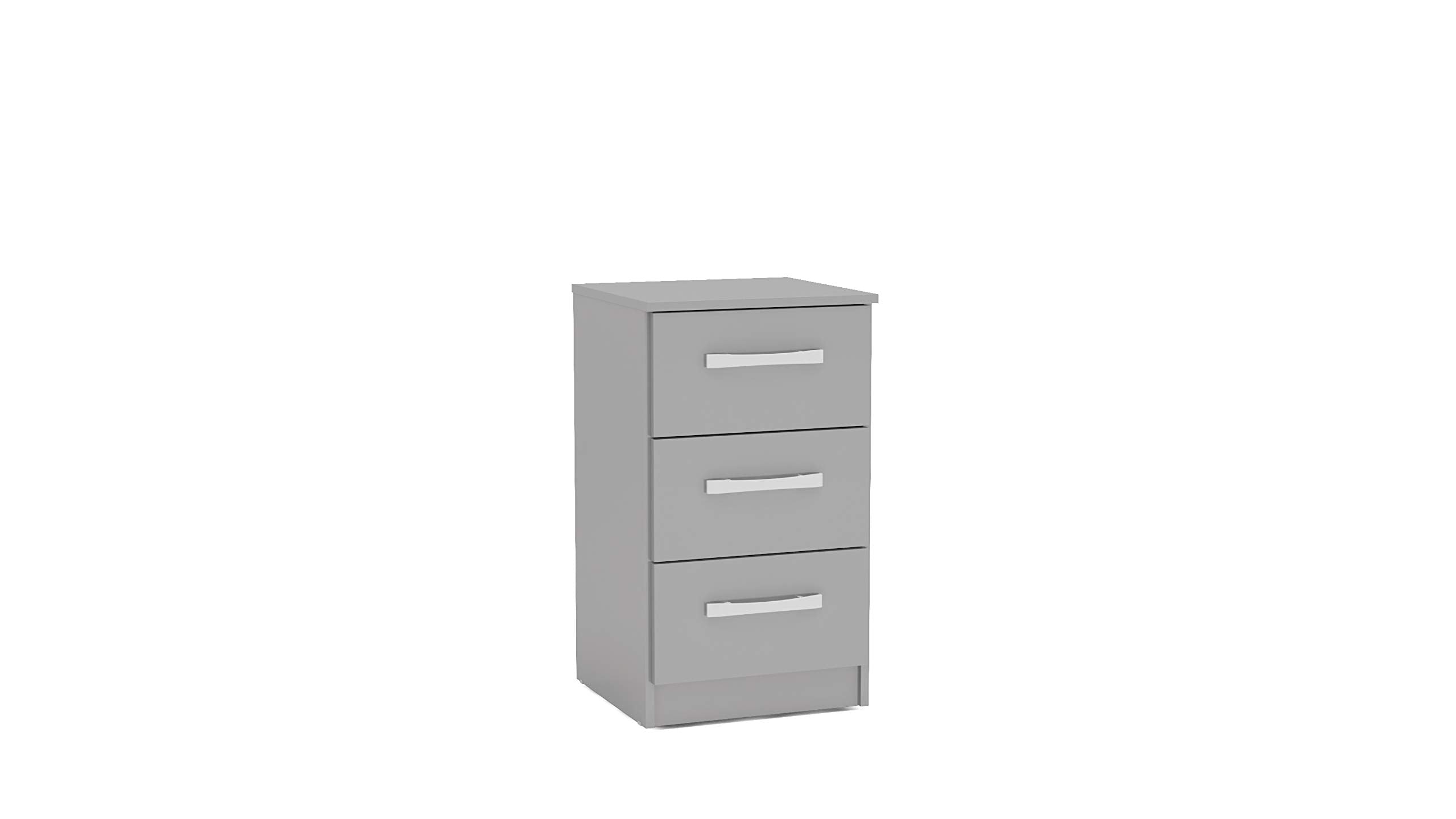 Birlea Lynx 3 Drawer Bedside Table | High Gloss Grey Nightstand