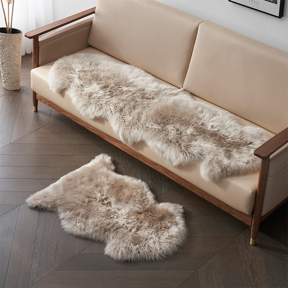 Altlue Genuine Sheepskin Rug – Natural Full Fleece Fluffy Throw (70x100cm)