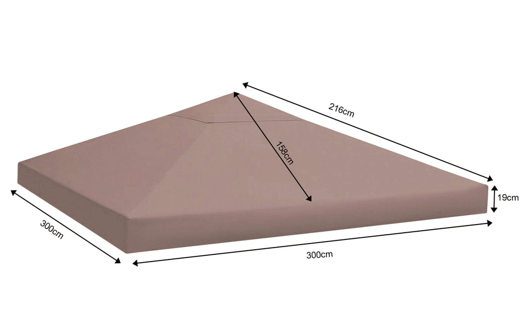 QUICK STAR Gazebo Replacement Roof 3x3m | Brown-Gray PVC Polyester