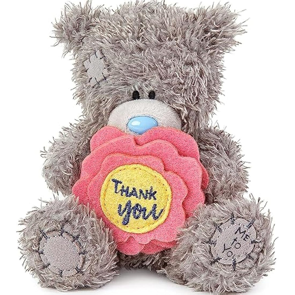 Me To You Tatty Teddy Thank You Flower Plush Bear - 4 Inch Gray Soft Toy