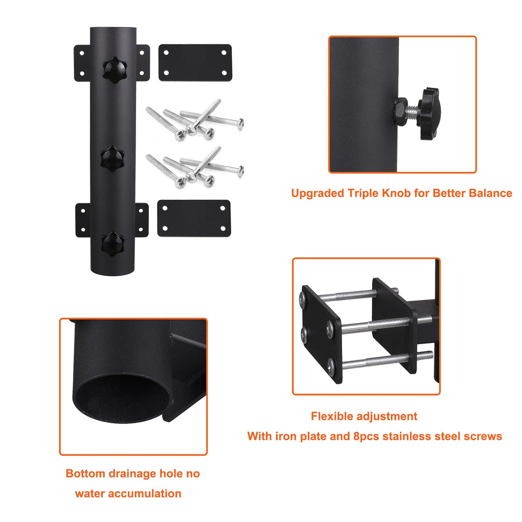 VANROUG Heavy Duty Patio Umbrella Holder – Steel Deck Railing Clamp Mount