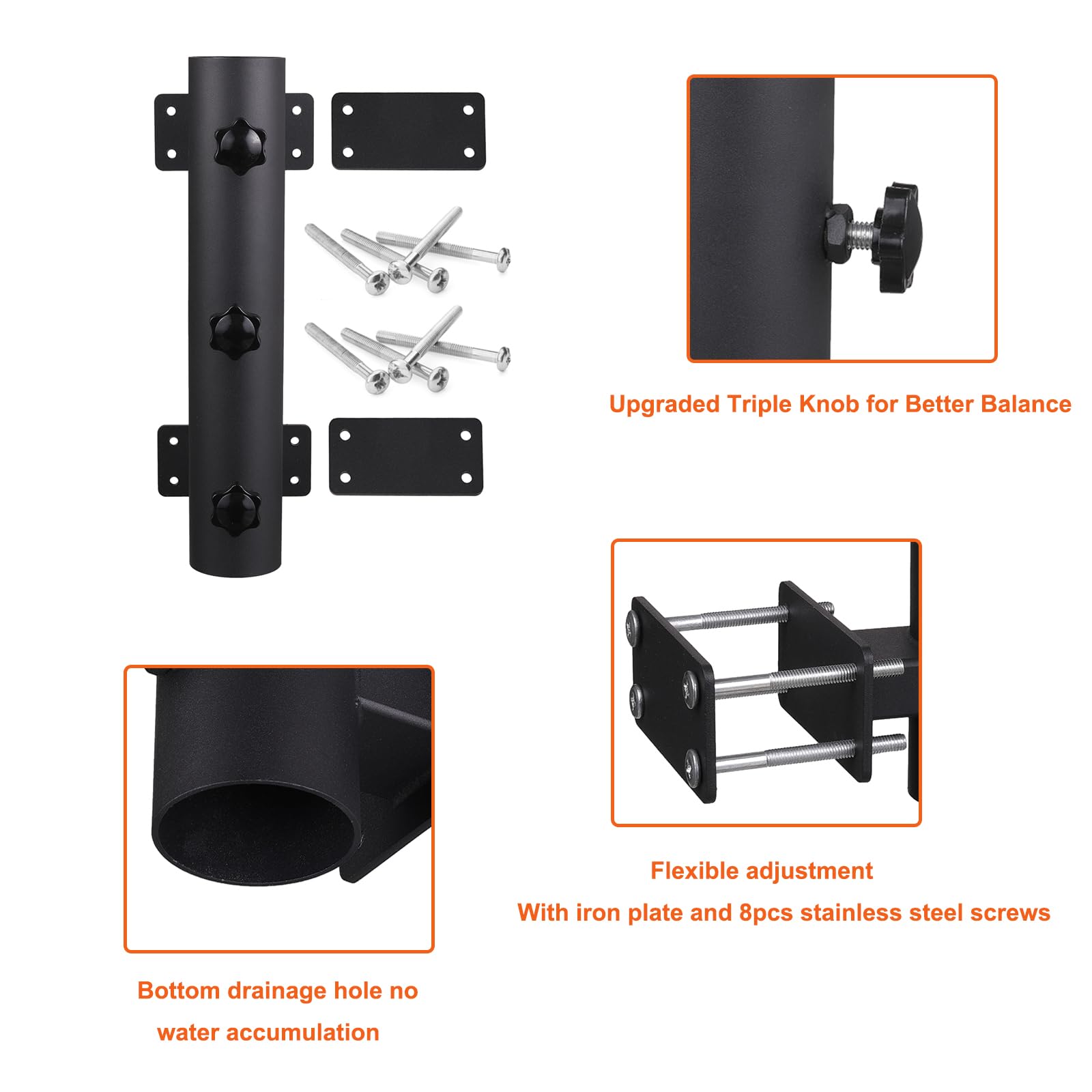 VANROUG Heavy Duty Patio Umbrella Holder – Steel Deck Railing Clamp Mount