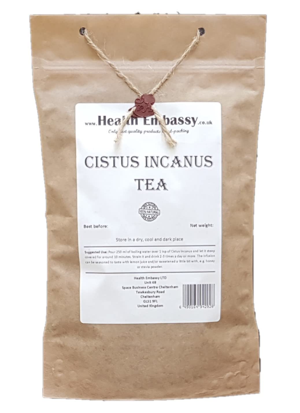 Health Embassy Cistus Incanus Tea | 100% Natural Rock Rose Herbal Infusion