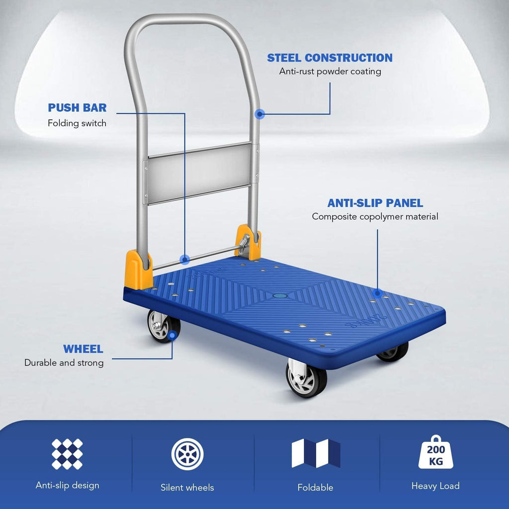 YSSOA Foldable Platform Truck – 440lb Capacity Push Cart, Blue