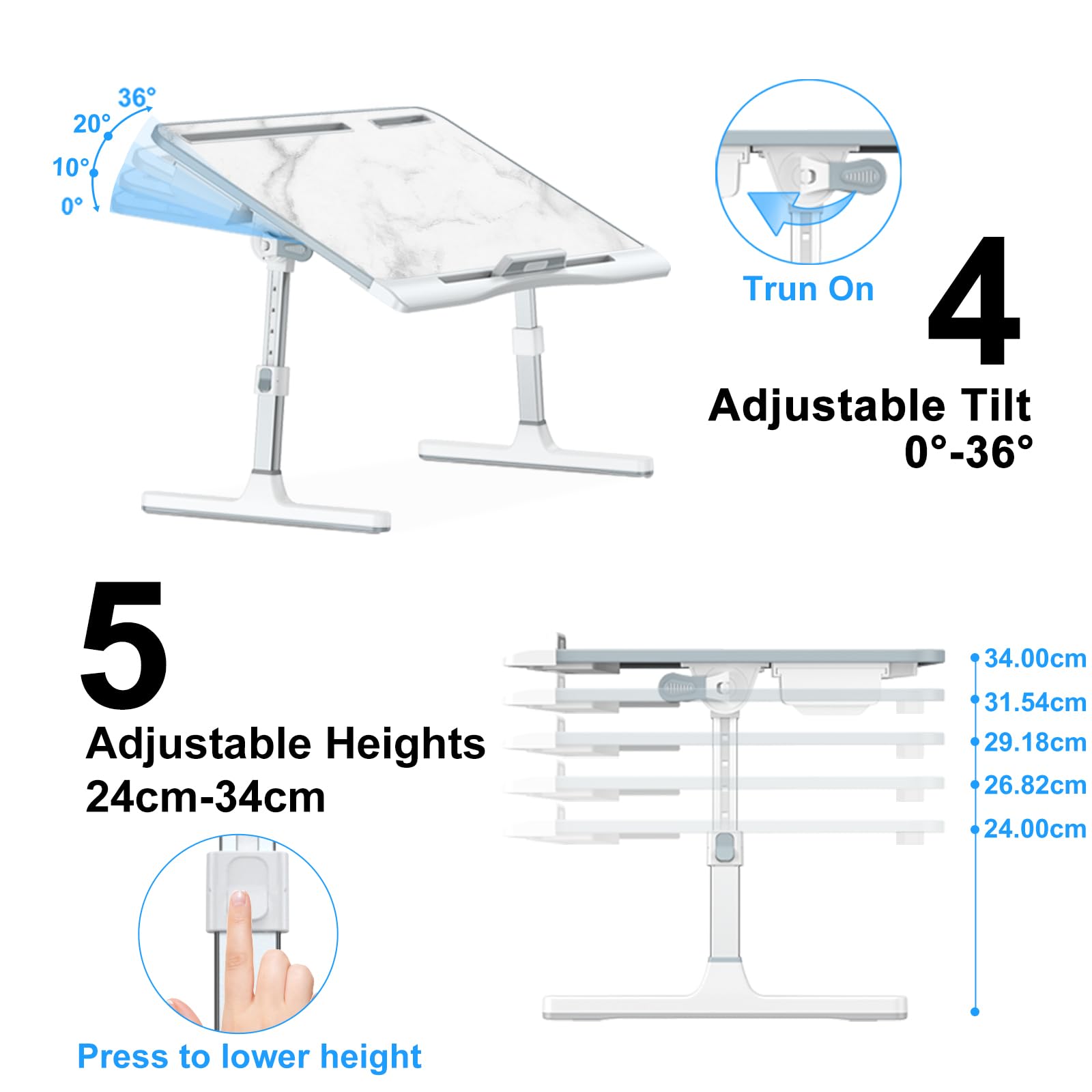 Potuopy Laptop Stand for Bed – X-Large Adjustable Leather Bed Desk