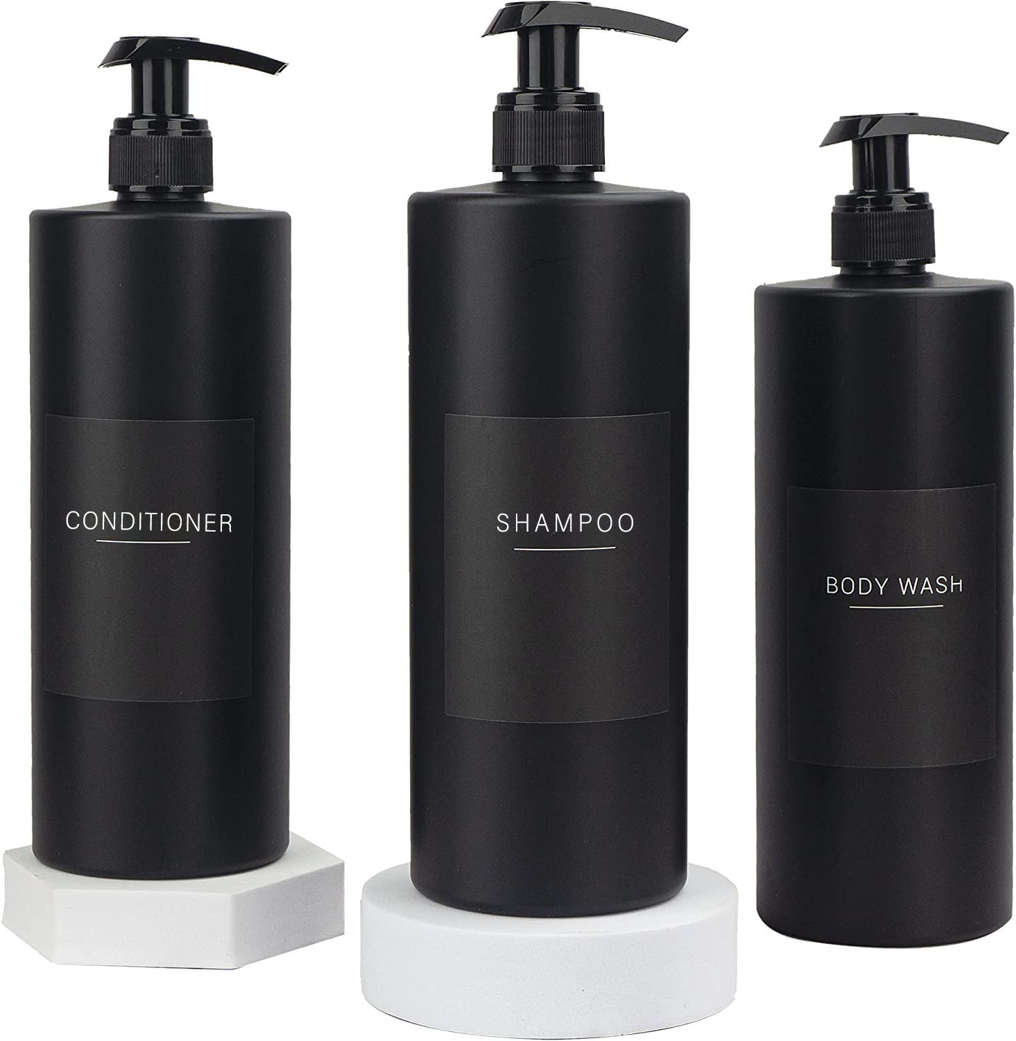 Ezebesta 3-Pack 500ml Black Soap Dispensers with 22 Labels | Jolof Store