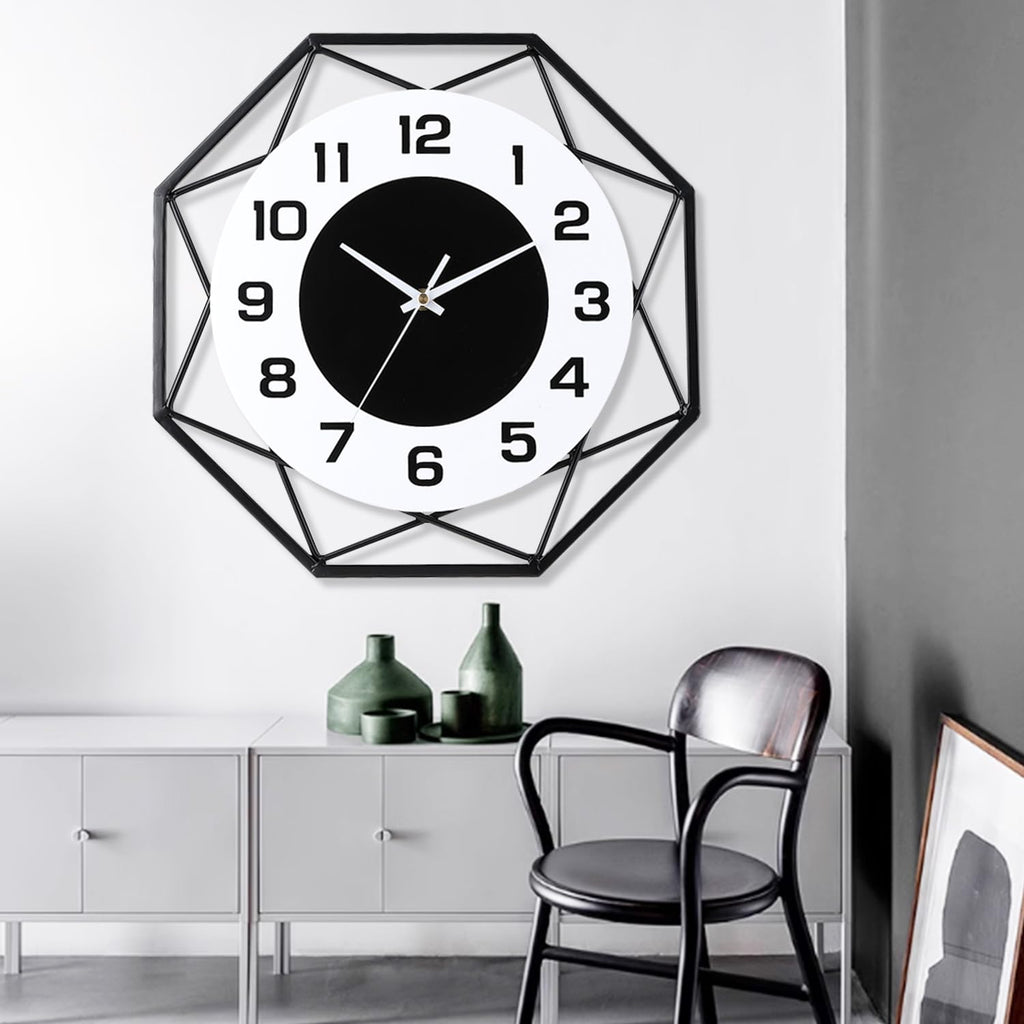 24 Inch Modern Metal Wall Clock – Silent Large Quartz Decor