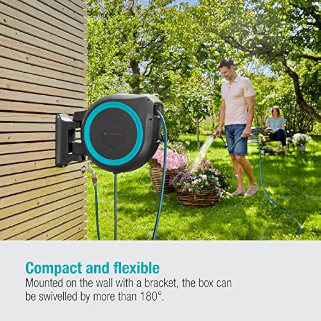Gardena Wall-Mounted Hose Box RollUp XL – 35m Automatic Garden Hose