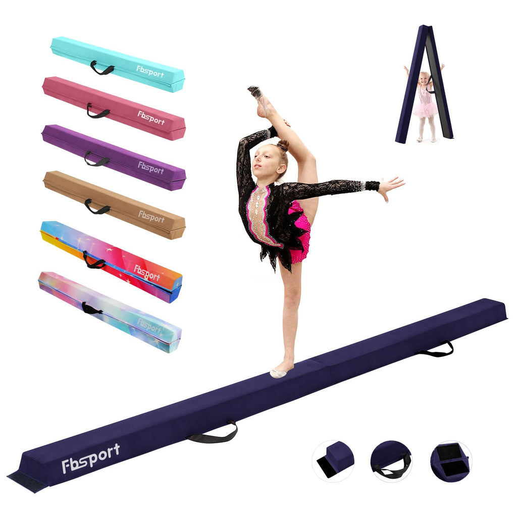 FBSPORT 270cm Folding Gymnastics Balance Beam – Suede Floor Beam for Kids