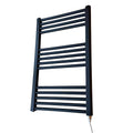 Greenedhouse 400w x 800h Black Electric Flat Heated Towel Rail Bathroom Radiator