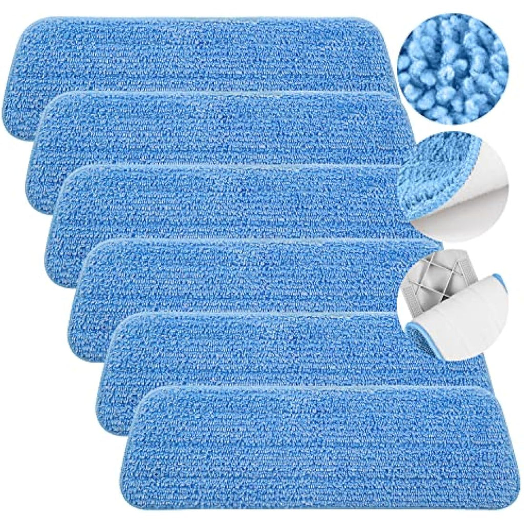 ILAVCOOL 6-Pack Microfiber Mop Pads | Washable Wet & Dry Refills