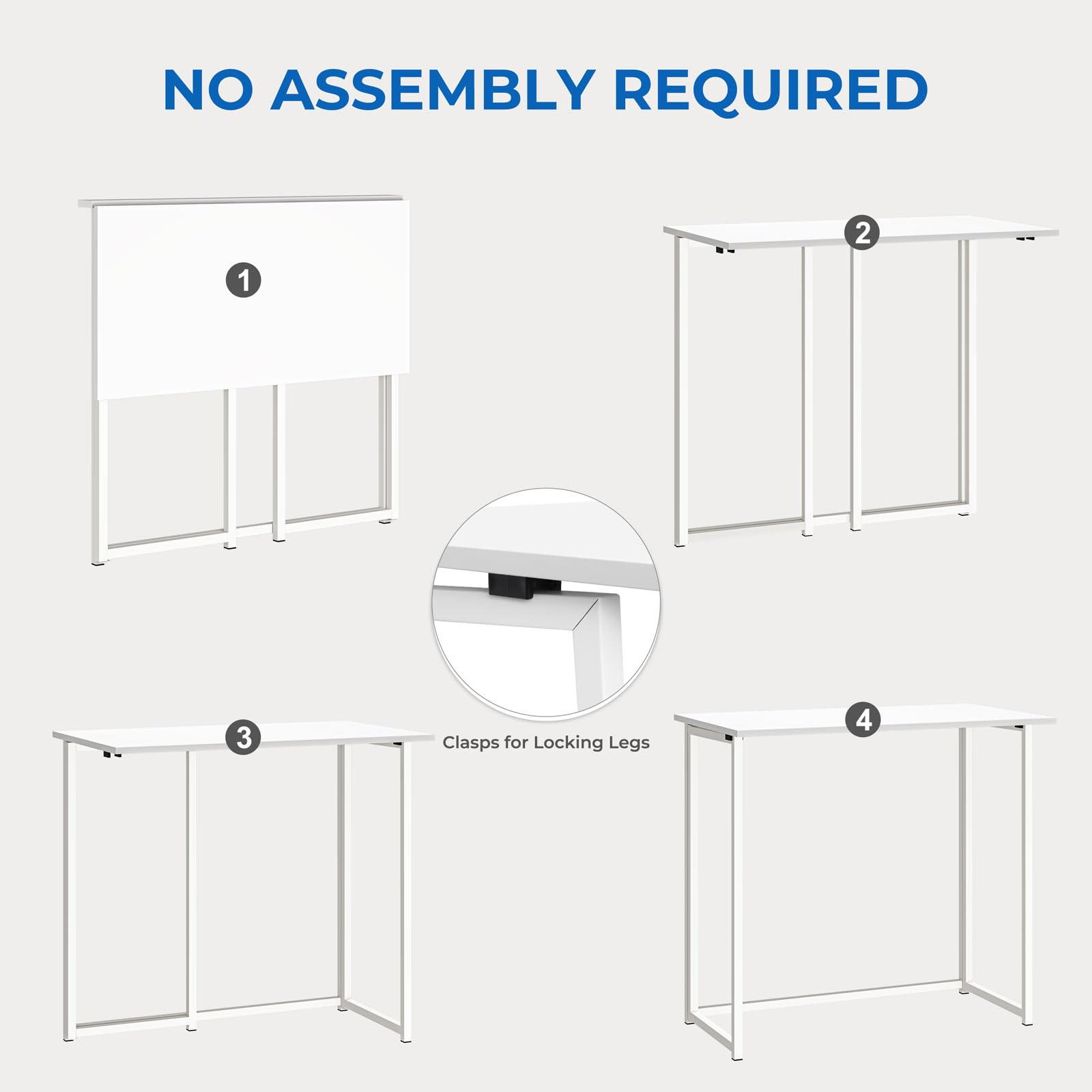 Dripex Compact Folding Computer Desk – No Assembly Craft Table, White